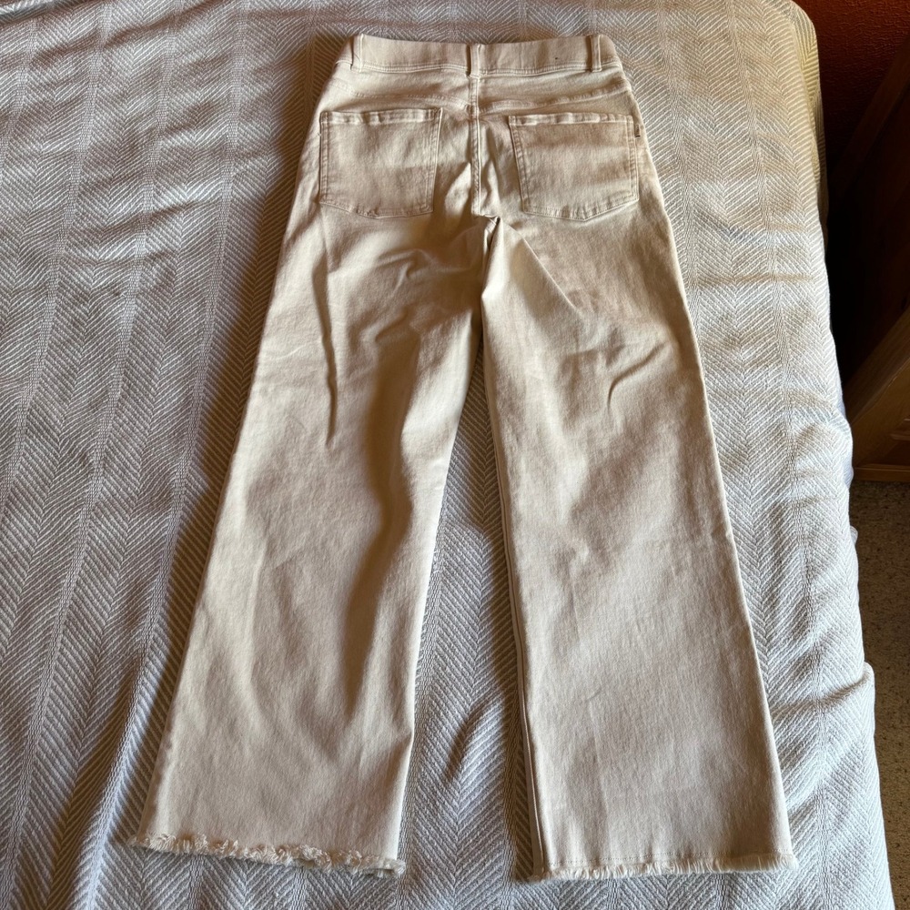 Toad&Co Balsam Seeded Cutoff Pant Women 6 Cream High Rise Wide Leg Raw Hem Denim - Picture 3 of 10